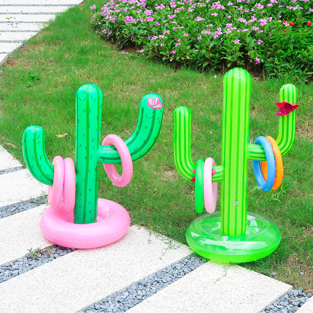 Cross Border in stock PVC Inflatable Cactus Ring New Product Swimming Pool Toy Cactus Ball Throwing Game