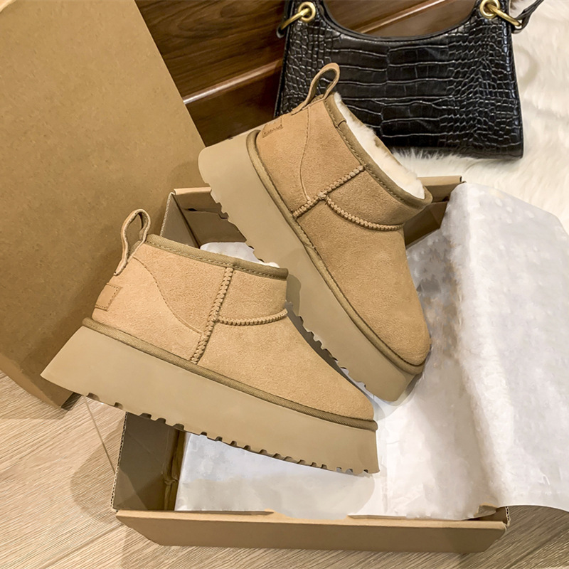 Snow Boots women's platform thick-soled outer wear 2023 Winter new fur integrated waterproof non-slip warm cotton shoes_voghion.com