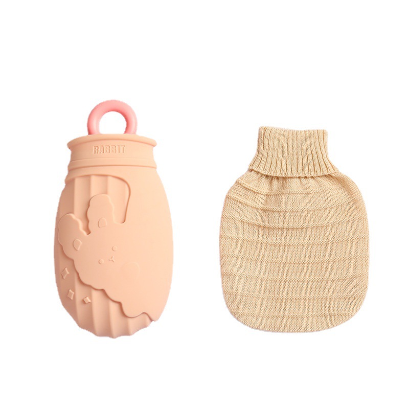Silicone hot water bag water injection explosion-proof warm water bag small hand warmer cartoon cute heating plush warm handbag wholesale