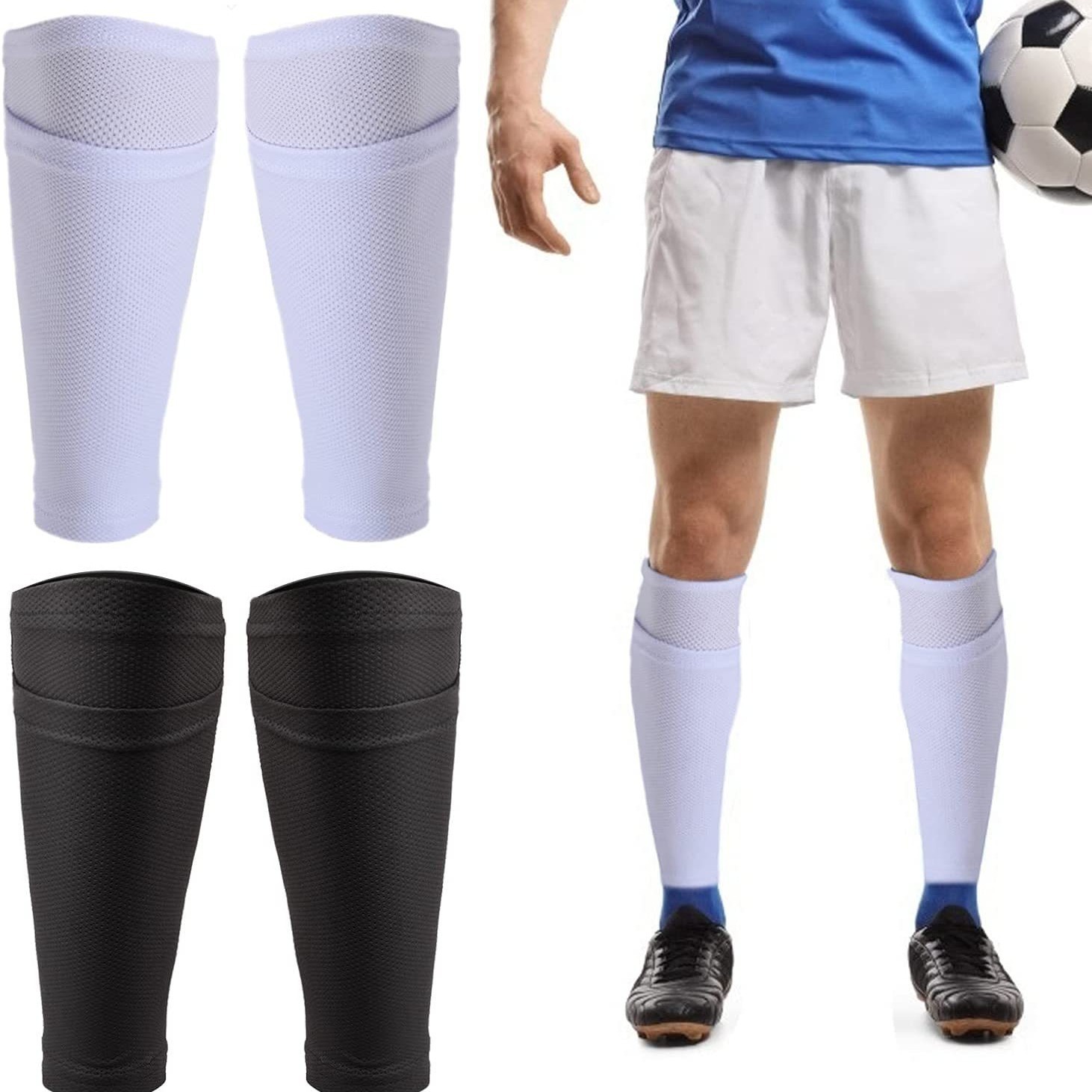 Mesh Breathable Football Leggings Socks Socks Insert Type Adult Children Double Pocket Soft Leg Stocking Spot