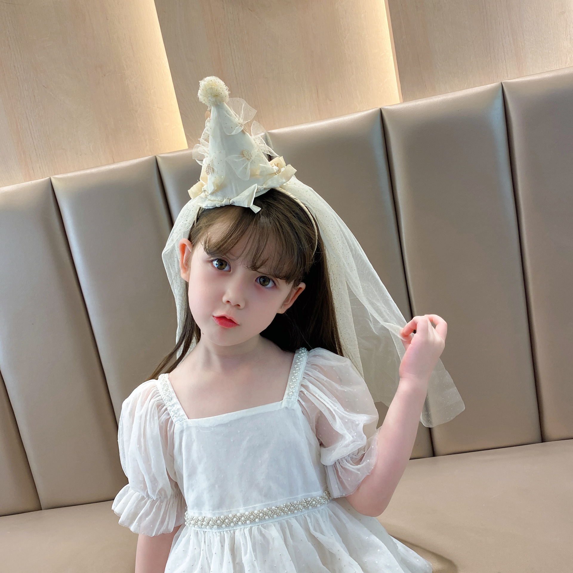 New Children's Princess Style party Birthday Hat Hair Band Hair Buckle Hair Stamp Hair Accessories Headwear Women's Veil
