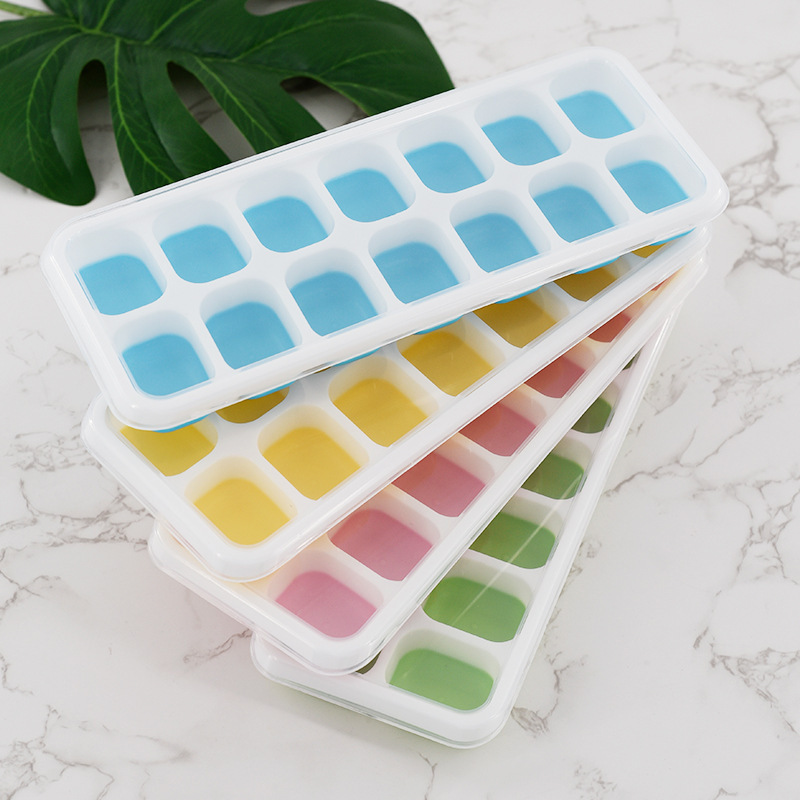 14 Ice Cube square ice cube mold with lid silicone ice cube soft bottom easy demoulding ice box homemade ice cube box