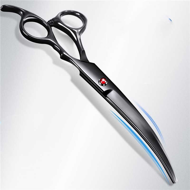 Black electroplated pet scissors four-piece set 7 inch tooth scissors 7 inch flat scissors 7 inch curved scissors combination set scissors factory