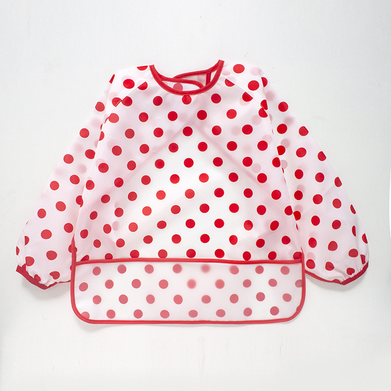 Lovable Amoy Long-sleeved Overalls Kindergarten Apron Color-painted Ultra-thin Bib Baby Food Bag Baby Food Supplementary Food Waterproof Anti-dirty