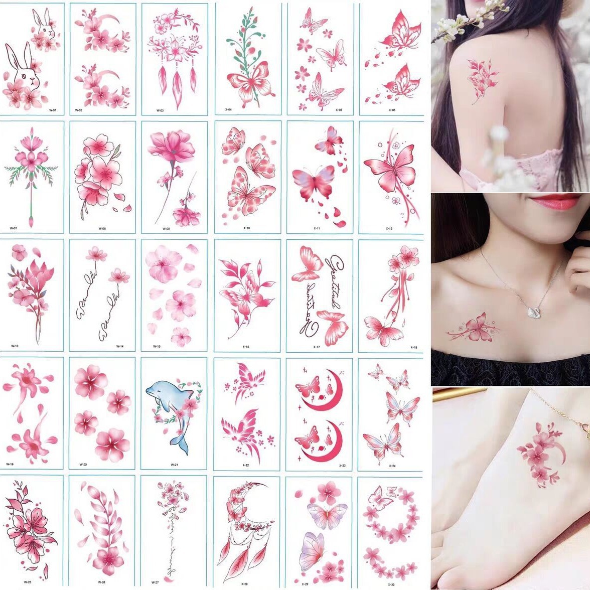 Tattoo Decal New Performance Waterproof Lasting Sticker Girl's Simulation Pattern Washable Pink High-grade Sense Eyebrow Sticker