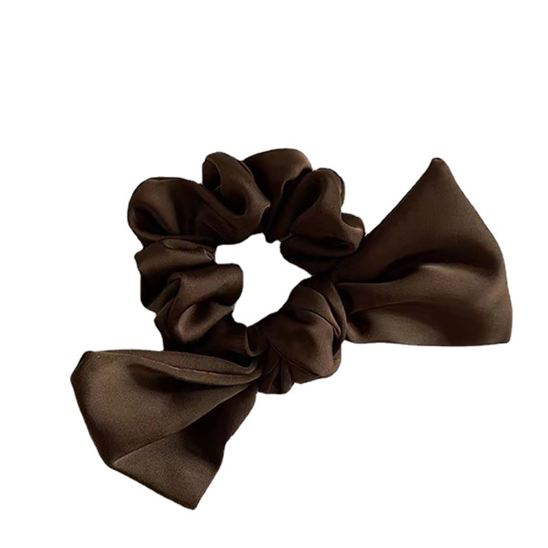 Simple Satin Solid Color Bow Ribbon Large Intestine Hair Ring Adult Temperament High-grade Solid Color Satin Bowel Ring Women