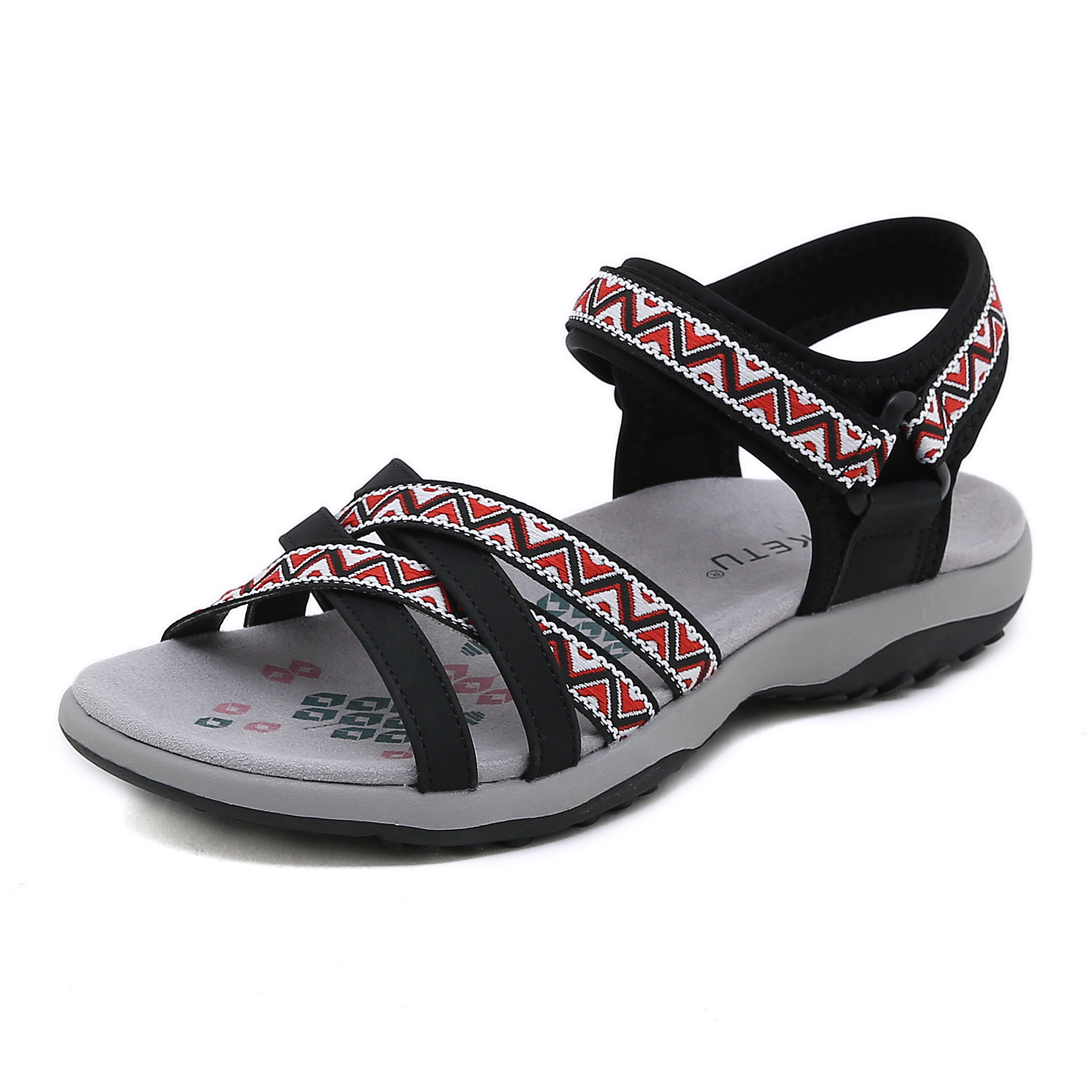 K6357-3 new spring and summer 2025 foreign trade sports sandals printed Velcro plus size women's shoes a generation of hair