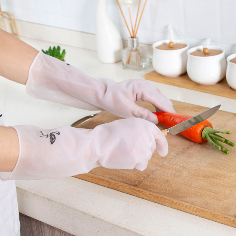 Household dishwashing gloves women's laundry artifact waterproof rubber gloves thin household washing bowl latex gloves