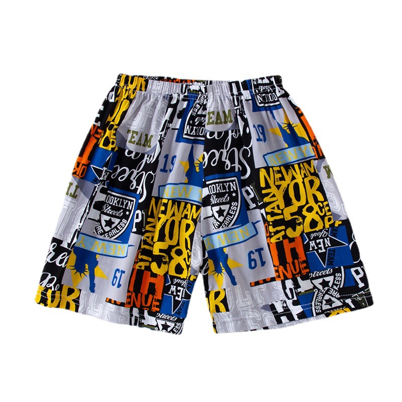 2023 Summer Thin Children's Beach Shorts Loose Casual Five-point Mid-length Pants Baby's Breathable Cotton Silk Home Pajama Pants