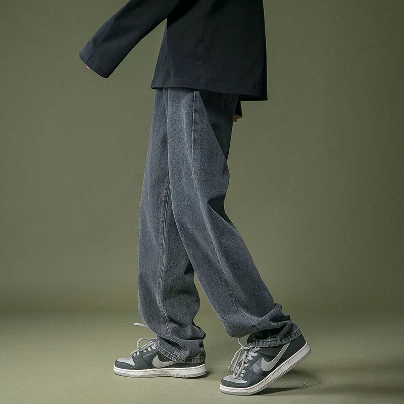 Casual Jeans Boys Trendy Brand Loose Straight Wide Leg Pants 2023 New High Street Casual All-match Pants
