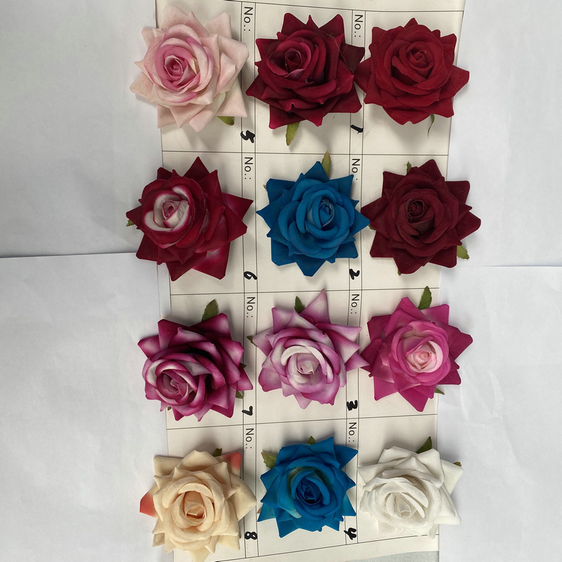 Flannel Corner Rose Flower Head Medium Artificial Flower Indoor Decoration Wedding Hall Decorative Flower Artificial Flower Shooting Props