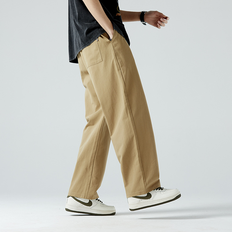 Pure Cotton Casual Pants Men's Spring and Autumn Loose Straight Slim-fit Pants Men's Spring 2023 New All-match Long Pants