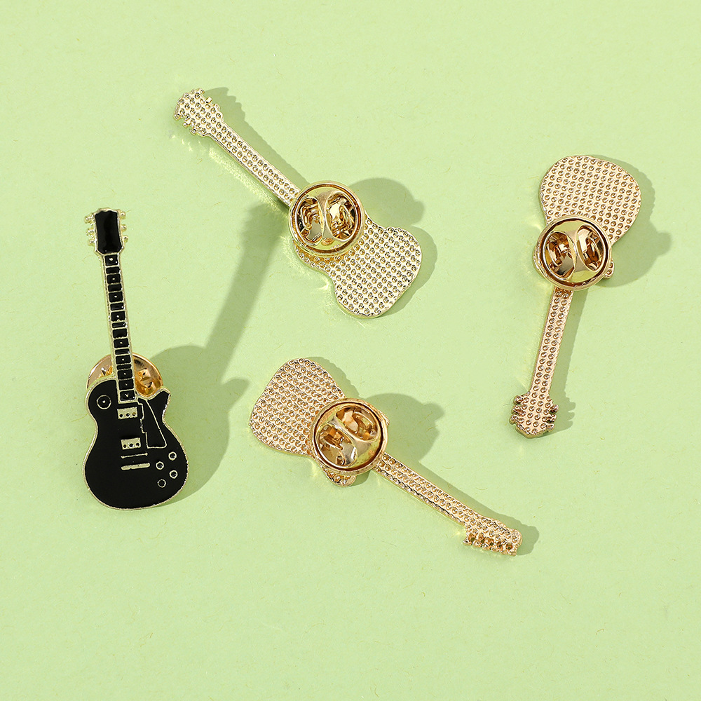 Personalized Creative Guitar Metal Badge Electric Guitar Retro Fashion Musical Instrument Brooch Student Bag Decorative Pin Tide