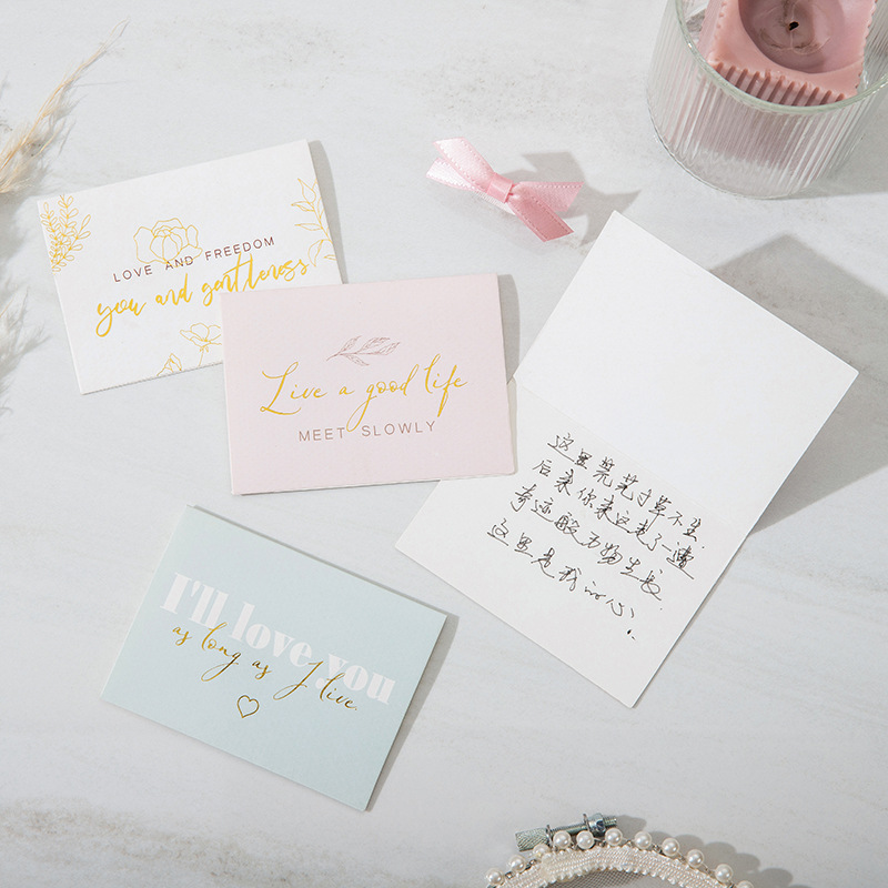 Mother's Day greeting cards ins style Valentine's Day flower shop creative bronzing small greeting cards folded in half greeting cards wholesale factory direct sales
