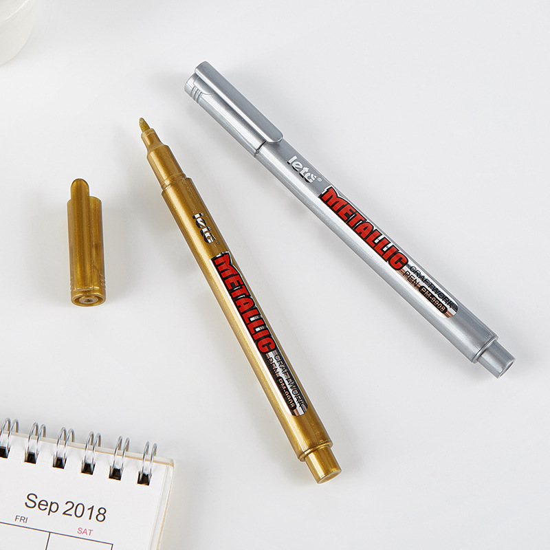 Gold and silver craft pen sign-in marker pen metal Title book paste pen greeting card calligraphy pen water-based Signature Pen wholesale