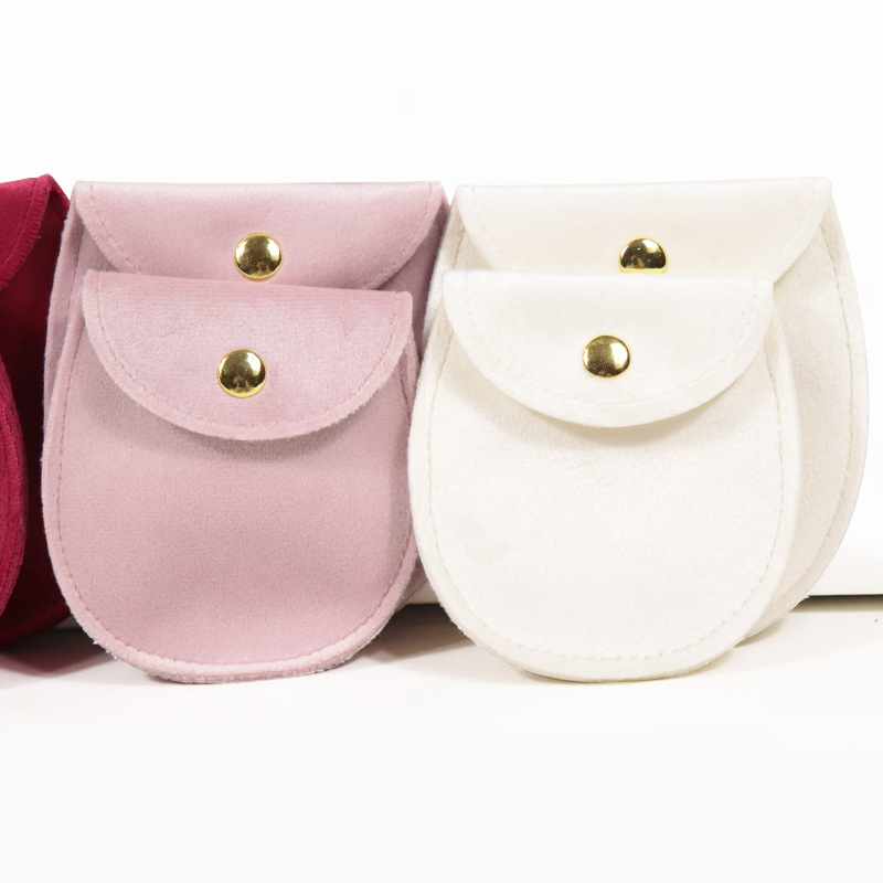 Velvet Pocket Snap Bag Ring Earrings Necklace Storage Bag Double-sided Velvet Jewelry Packaging Bag Jewelry Bag