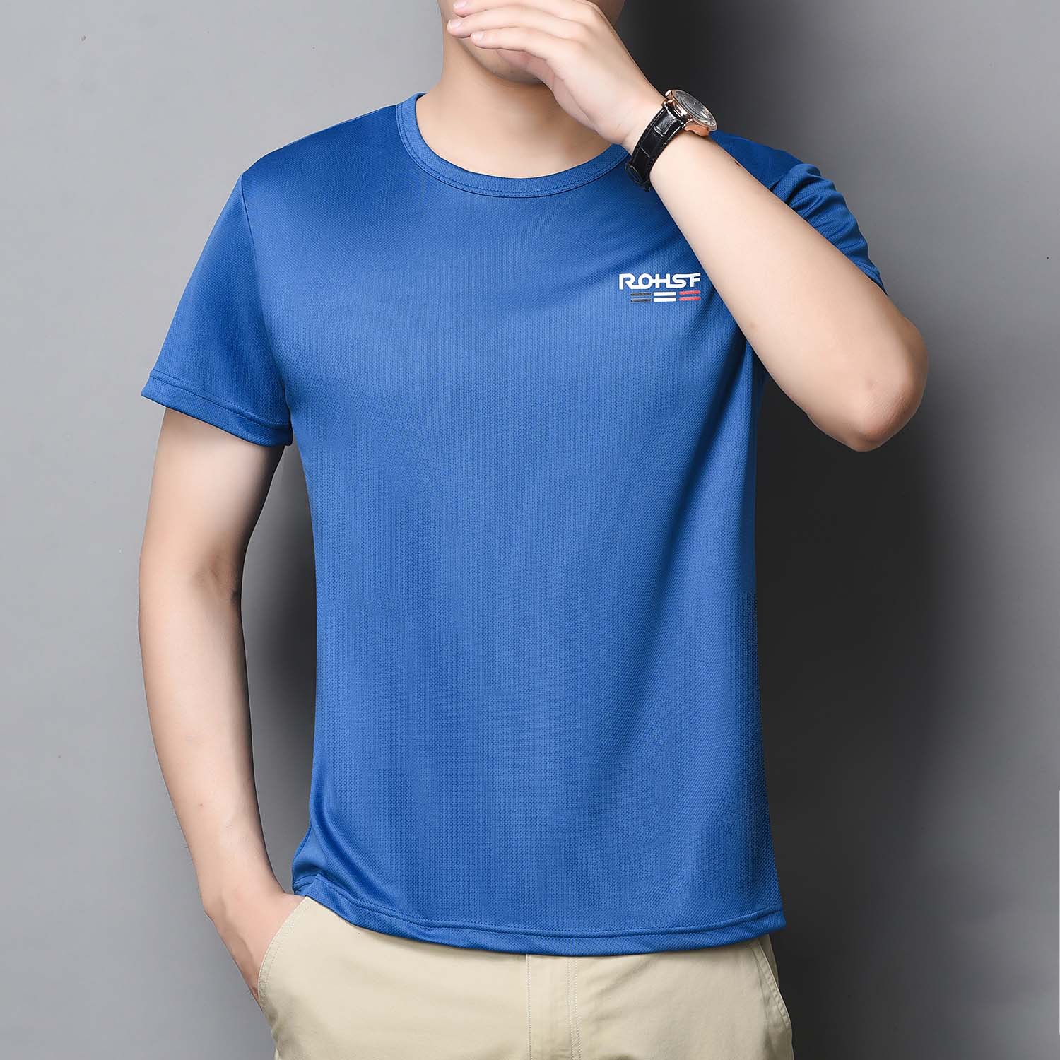 T-Shirt Men's Fashion Summer 2022 New Loose Ice Silk Quick-drying Clothes Short-sleeved Elastic Mesh Round Neck Thin