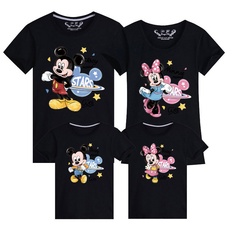 Parent-child Dress Short-sleeved Family of Three and Four Family Decoration Global Mickey Activity Class Dress Mother and Son Mother and Daughter Tide T-shirt