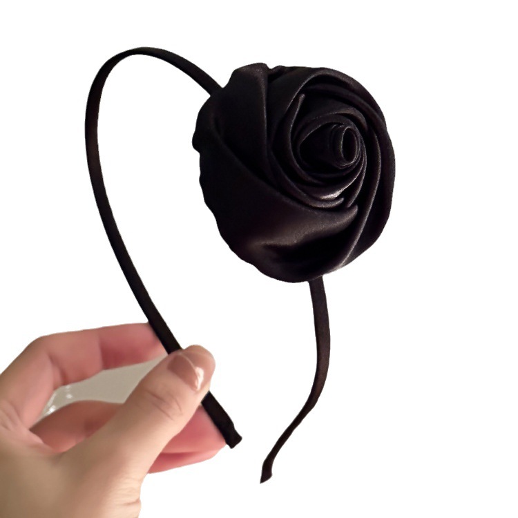 Fransk retro sateng rose blomst pannebånd høykvalitets nisje pannebånd Super fe atmosfære hårnål hårtilbehør_voghion.com