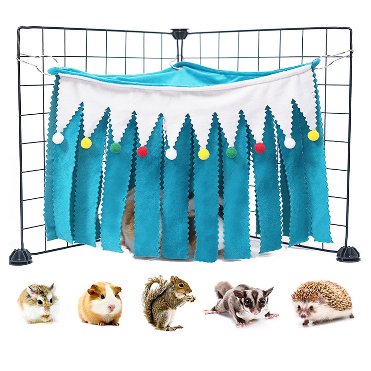 Christmas Little Pet Corner Hidden House Hamster Dutch Pig Rabbit Tassel Triangle Corner House Hide Hammock Tent