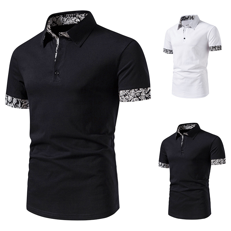 Amazon Men's cashew flower color matching men POLO short sleeve B14