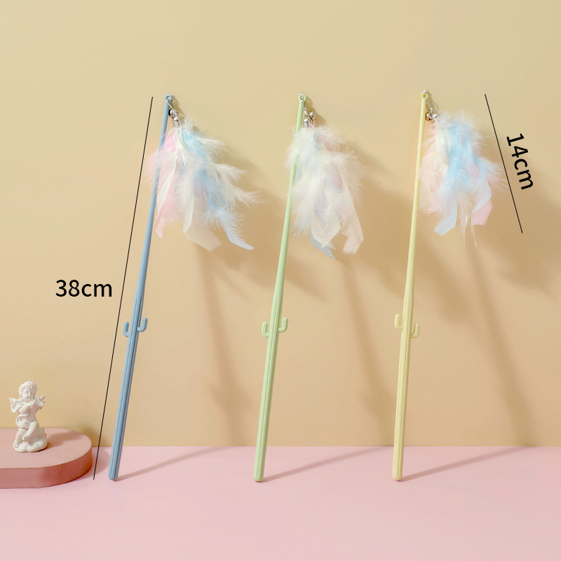 New cat toy cat stick durable long rod cat artifact feather cat stick self-hi to relieve boredom pet supplies