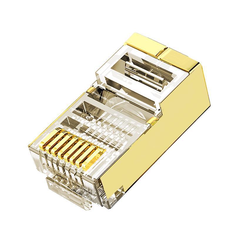 Super six shielded crystal head RJ45 network cable jumper connector six crystal head shielded crystal head