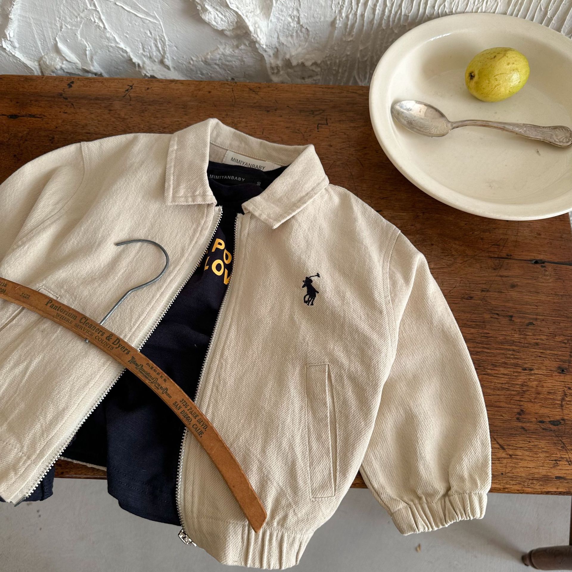 Children's Coat 2024 Autumn Korean New Arrival Boys and Girls Stylishly Embroidered Lapel Coat Baby Short Zipper Shirt