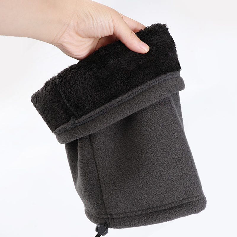 Cross-border winter warm plus velvet scarf outdoor riding mask thickened polar fleece drawstring fleece scarf set Wholesale
