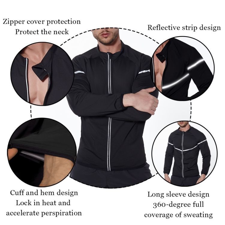 Cross-border silver-coated long-sleeved sauna suit sweat-wicking quick-drying suit sportswear fitness suit sweating suit men's sweating suit