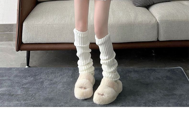 Lolita knitted pile socks straight all-match Japanese white lengthened jk calf socks y2g leg cover slimming pure_voghion.com