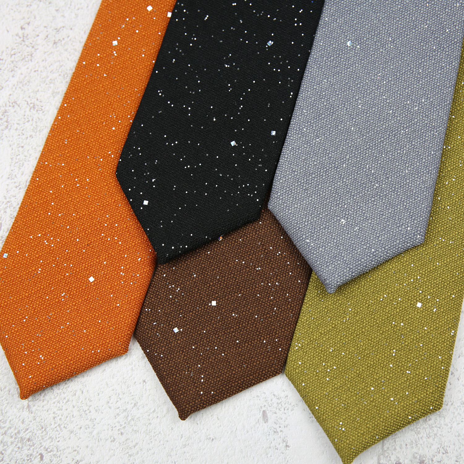 Shiny solid color orange brown green black and white men's dress stage tie gentry dress performance wedding wedding shooting host