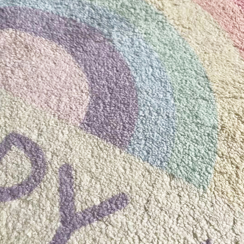 Semicircle rainbow sun cashmere-like bedroom floor mat special-shaped living room bathroom absorbent non-slip carpet floor mat