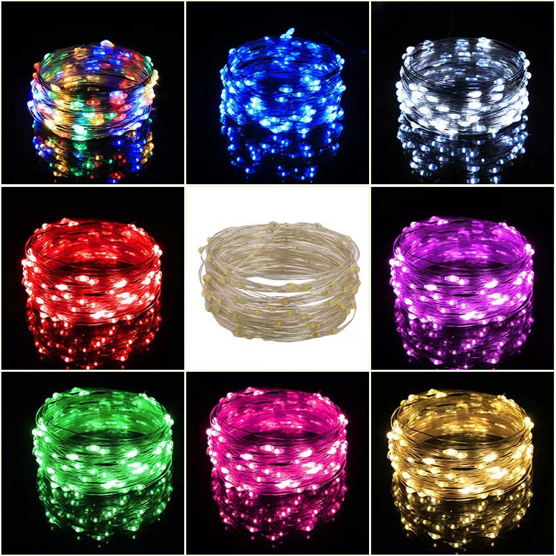 Cross Border LED Light String Solar Copper Wire Light String Outdoor Waterproof Battery Box Colorful Light Courtyard Christmas Decorative Light