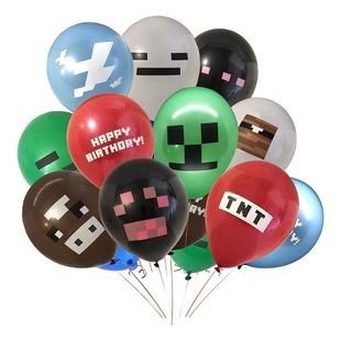 Cross Border My World Game Theme Balloon Set Children's Birthday Party Decoration Decorative 12 Inch Latex Balloon
