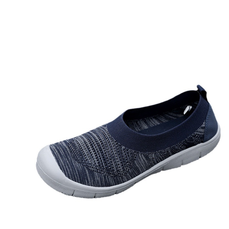 2019 New Cross-border Large Size Women's Shoes Middle-aged Mother's Shoes Fly-woven Breathable Mesh Toe Flat Shoes Casual Shoes for Women