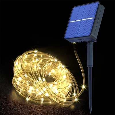 LED solar copper wire tube light outdoor waterproof atmosphere colored lights camping decorative lights rainbow tube Christmas lights