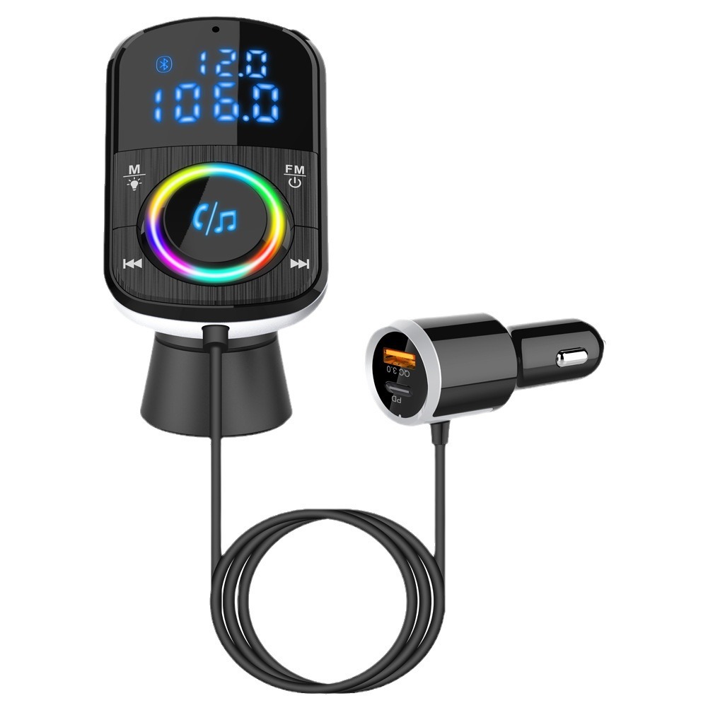 Dual-screen atmosphere light display car MP3 Bluetooth player lossless sound quality HD sound fast charging car charger