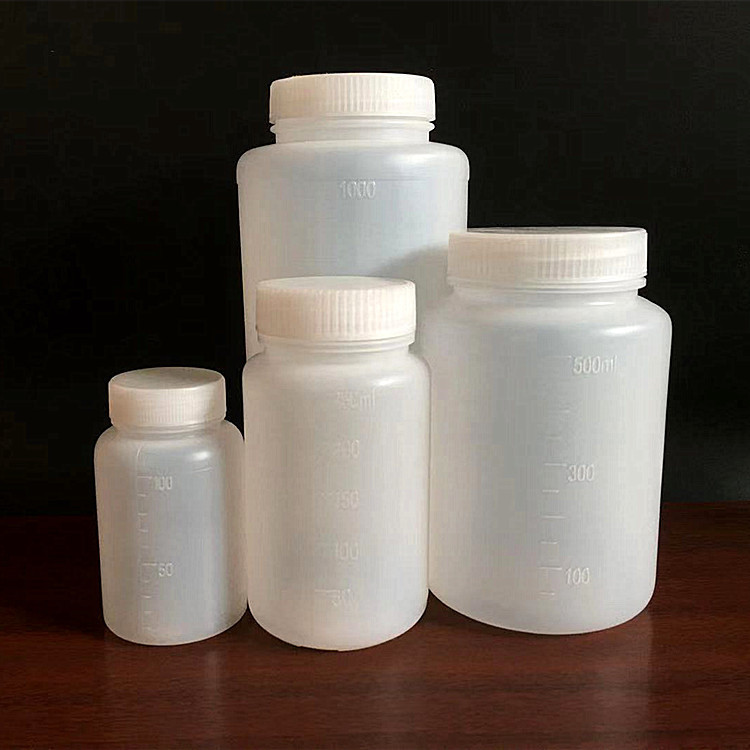 100 250/500/1000mlミリリットル広口プラスチック瓶大口試薬瓶サンプル瓶目付き内蓋付き|undefined