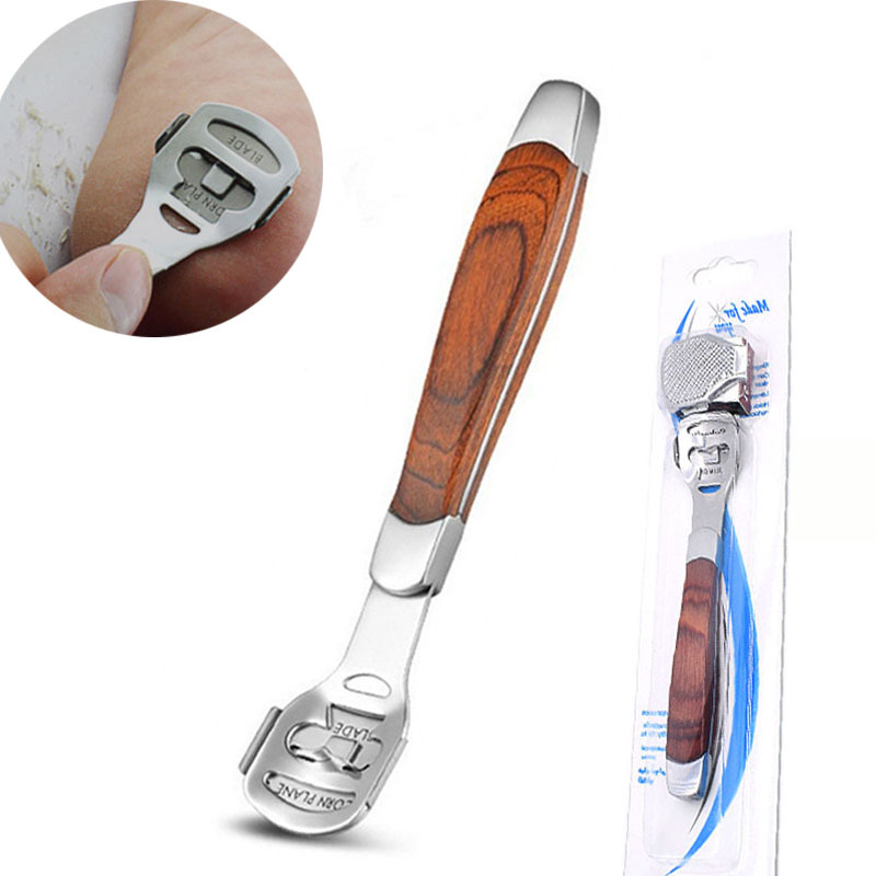 Factory spot stainless steel foot skin Planer color wooden handle scraping knife foot skin tool heel Planer pedicure knife dead skin planer