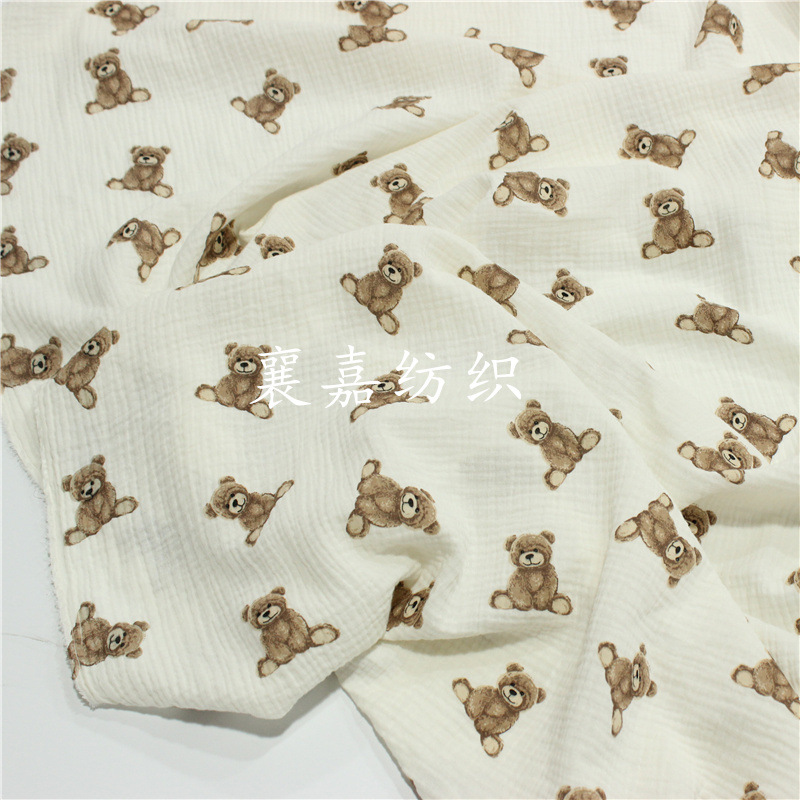 ins Explosions Bear Double Cotton Gauze Crepe Baby Bedding Clothes Fabric