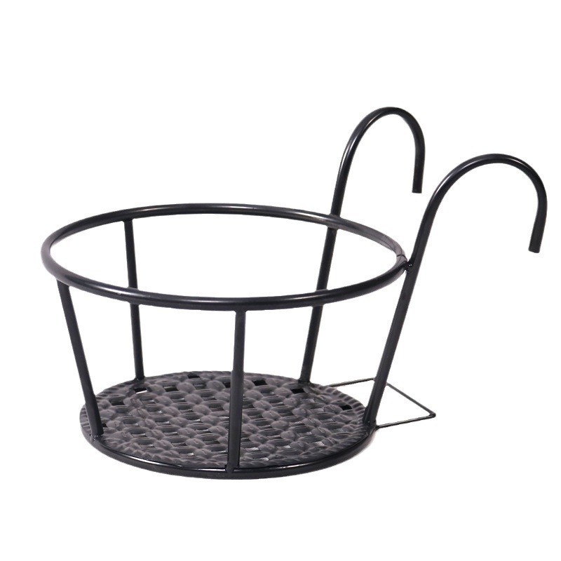 Factory direct balcony flower rack wrought iron hanging flower pot rack railing green flower rack indoor storage rack