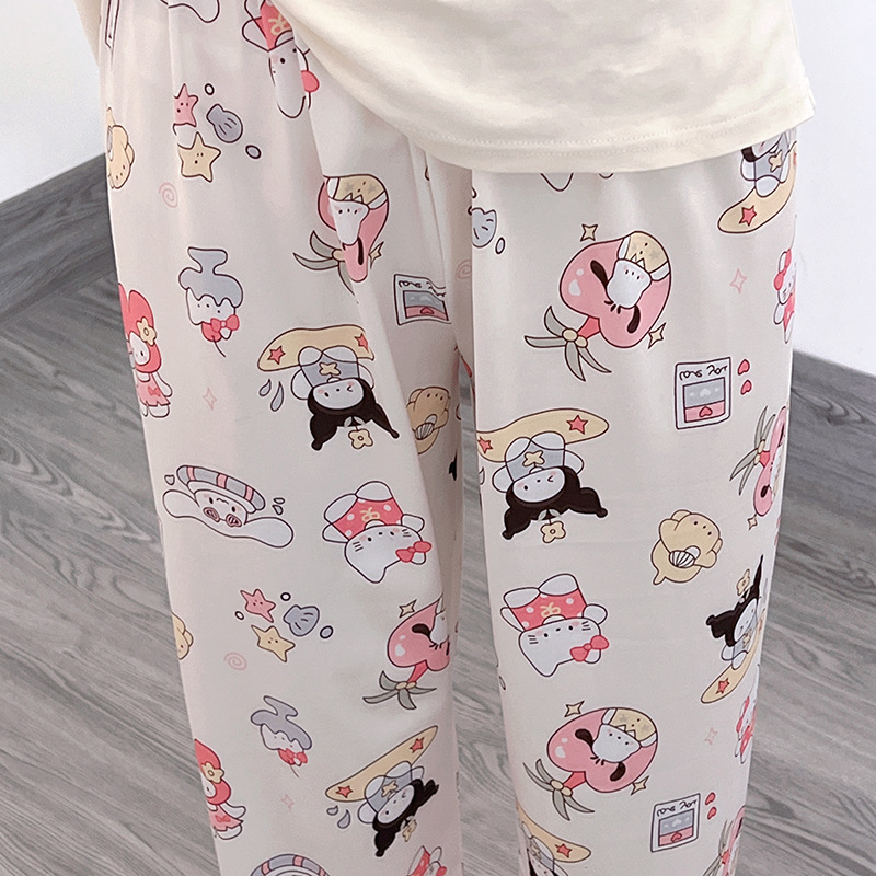 Cartoon printed pajama pants for women Spring and Autumn new walking pants summer loose casual pants home pants trousers outer wear