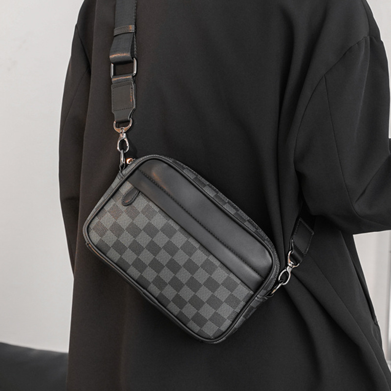 Upgraded Casual Plaid Messenger Bag Shoulder Bag Crossbody Bag Waist Bag Backpack Men's Bag Small Square Bag Camel Bag