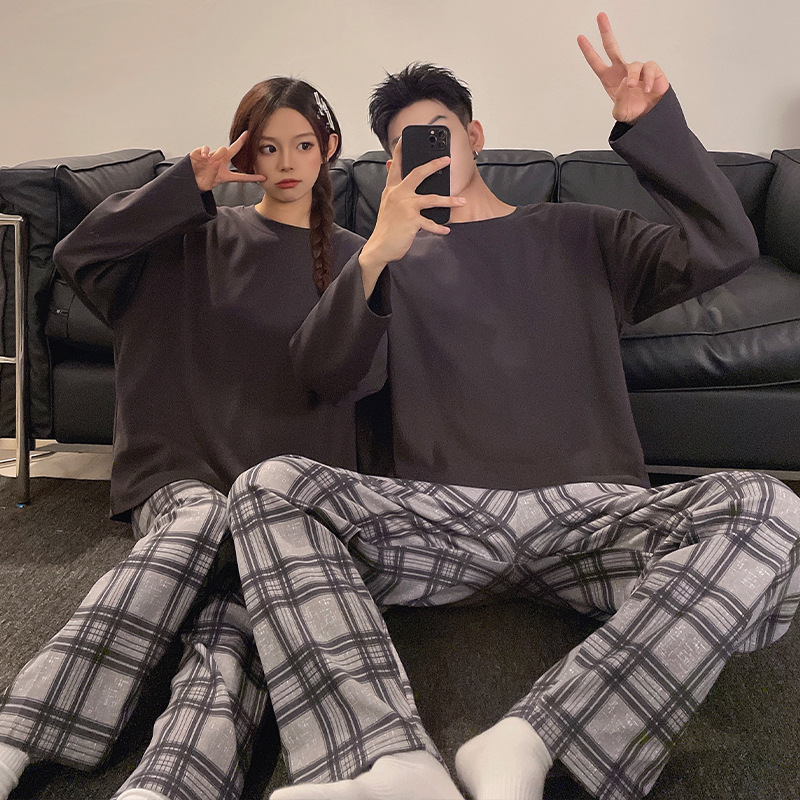 2024 New Couple Pajamas Women's Spring and Autumn Wearing Striped Home Clothes Men's Casual plus size Long Sleeve suit