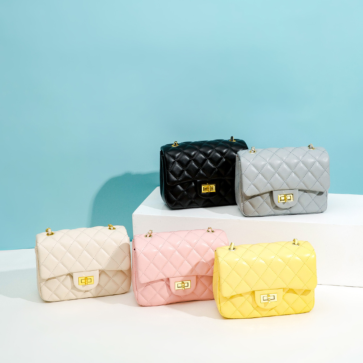 Women's Bag Adjustable Metal Ball Small Square Bag Single Shoulder Crossbody Women's Square Fatty Bag_voghion.com