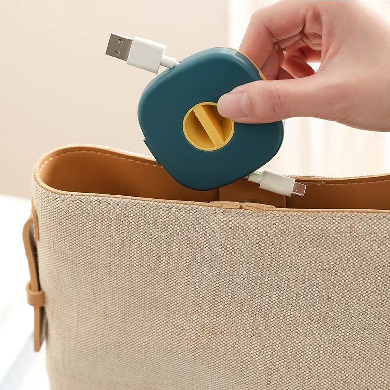 Small portable portable portable rotatable data cable storage box mobile phone holder charging cable Winder