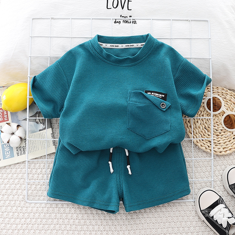 Design sense trend children's summer casual Korean version of loose baby cotton comfortable T-shirt suit source manufacturers wholesale