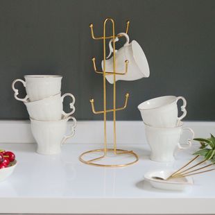 Straight cup rack New Love Cup and dish rack simple European water storage rack electric gold-plated iron basket draining single cup and dish rack
