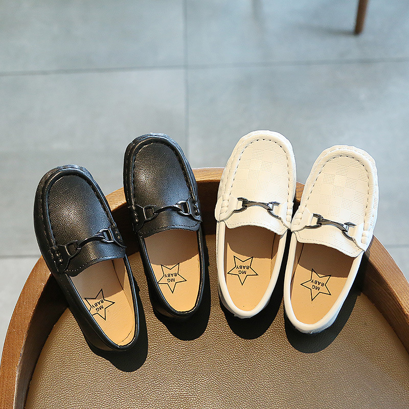 Boys' and Girls' Soybean Shoes, Summer New Style Fashion Metal Button Single Shoes, Soft Sole Round Toe Slip-On Athletic Children's Shoes
